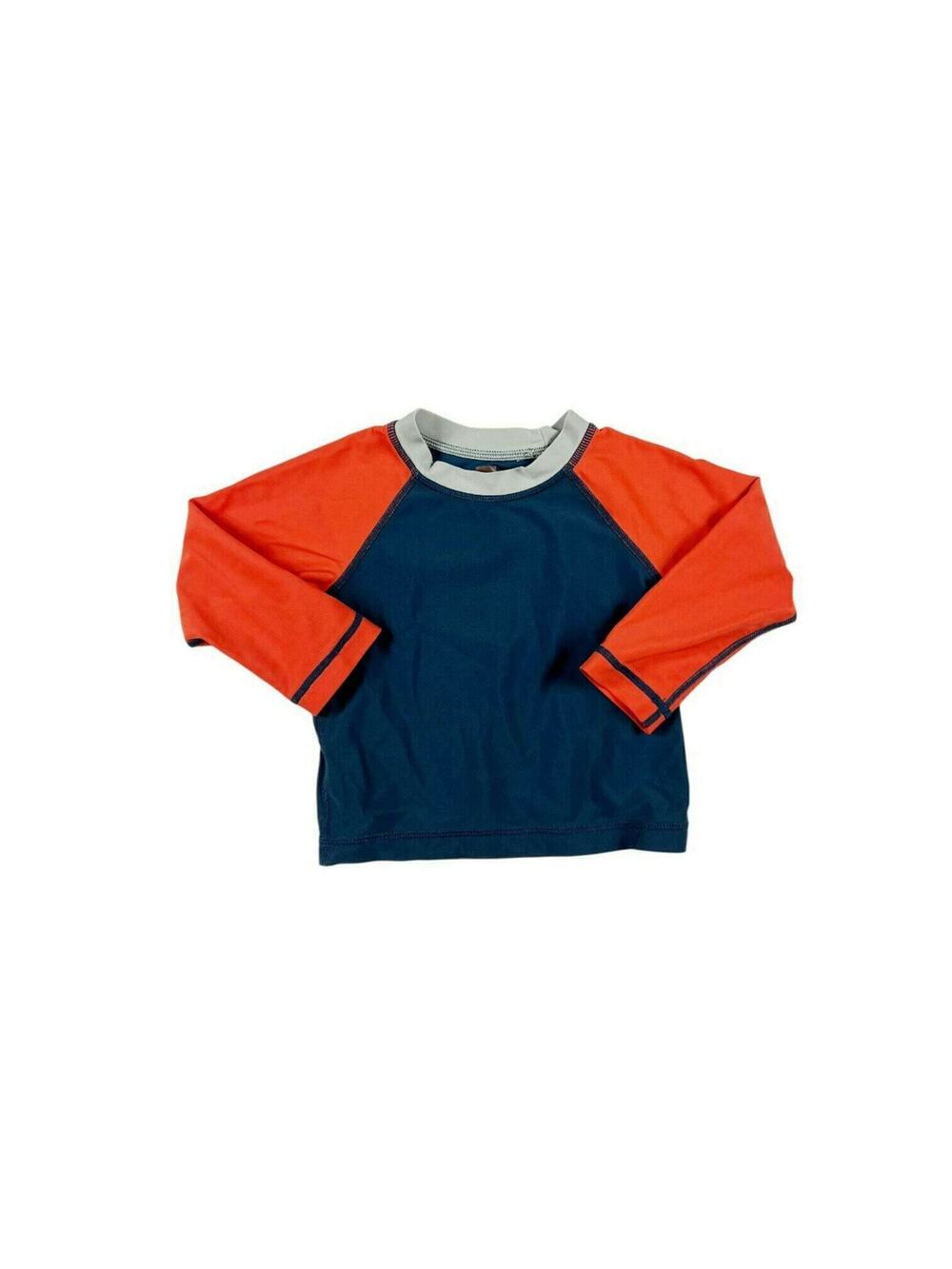 Tea Collection Navy Orange Long Sleeve Ripper Swim Rash Guard size 12-18 months